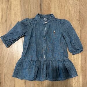 Ralph Lauren Baby Girl Long Sleeve Denim Dress - 6 months